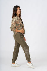 100% Silk jogger in Olive