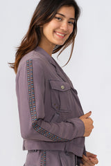 Tencel jacket with side tapes in Violet