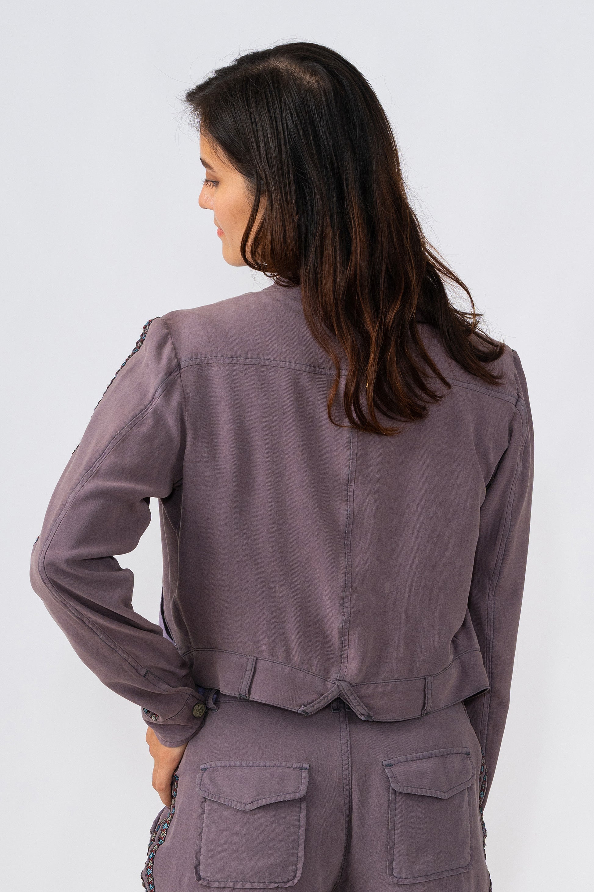 Tencel jacket with side tapes in Violet