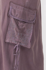 100% Silk asymmetric skirt with embroidery in Violet