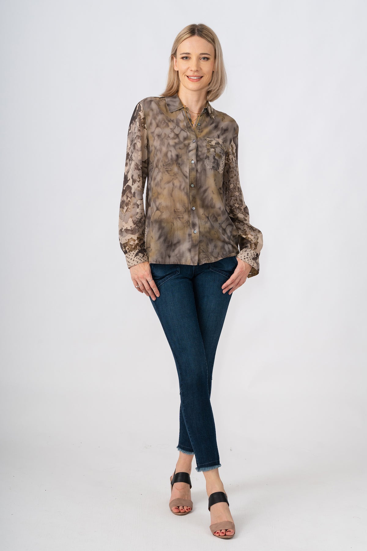Silk long sleeves blouse in Vintage