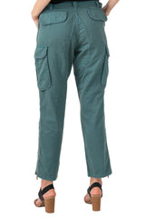 Cargo pants with long zipper on side seam in Gray Blue