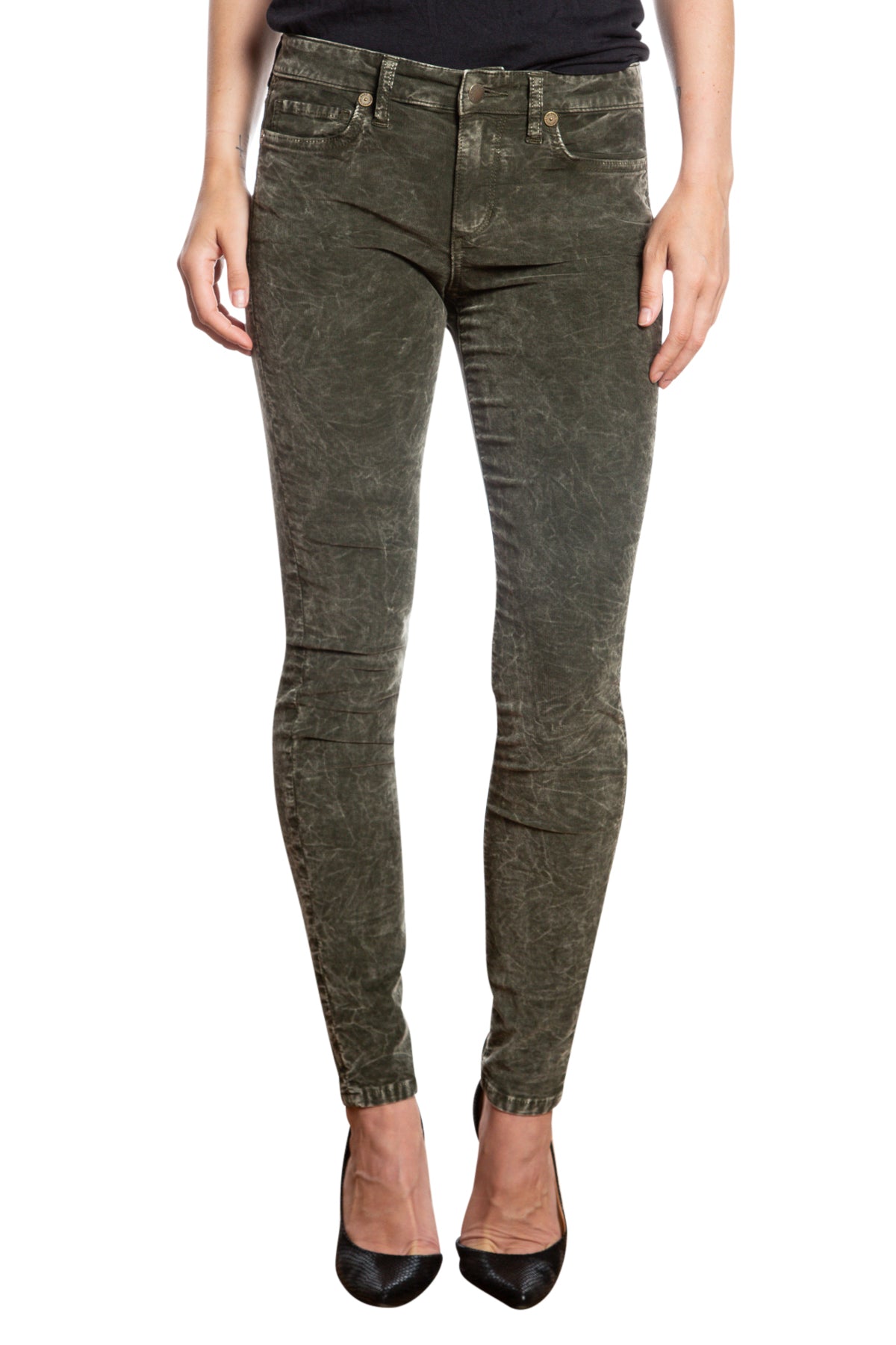 Skinny Corduroy in Acid Olive