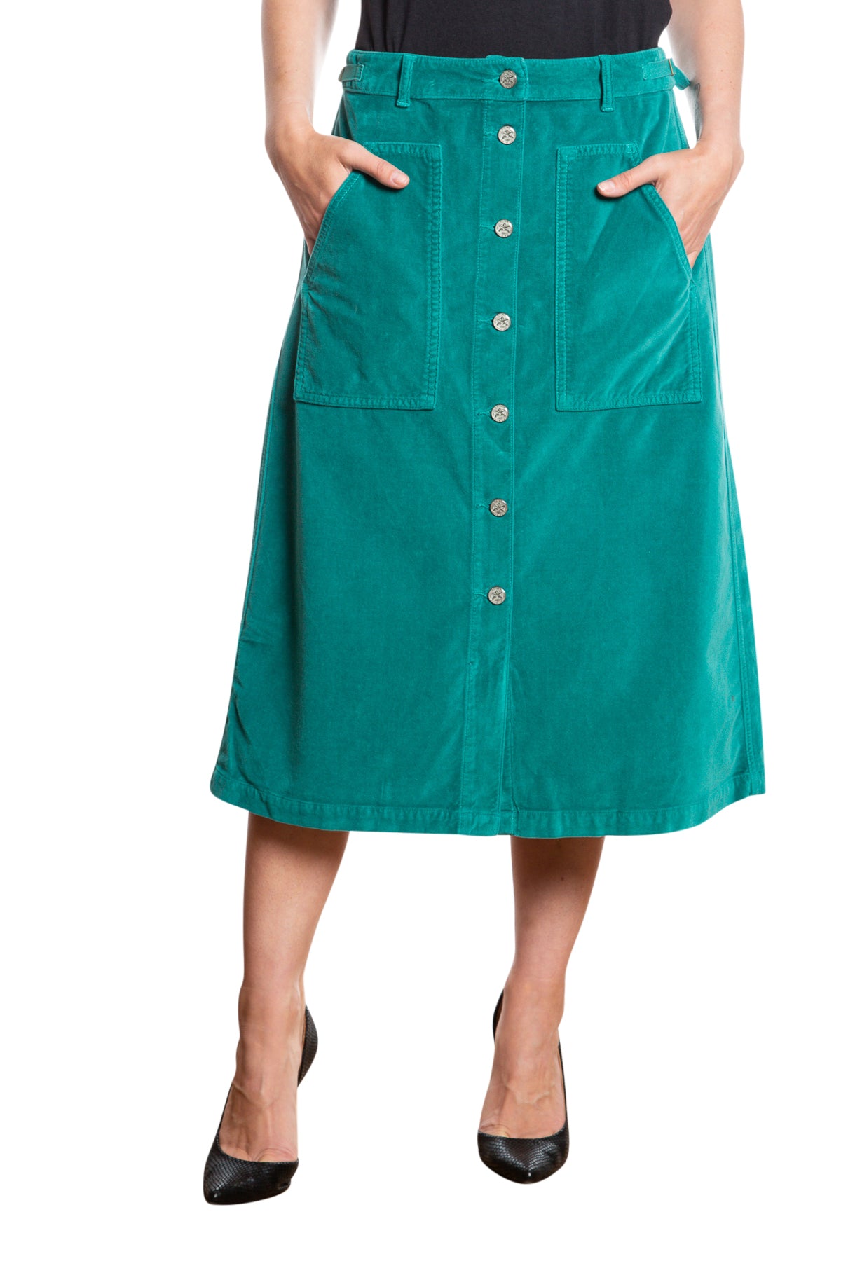 Velveteen A line skirt in Emerald