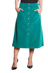 Velveteen A line skirt in Emerald