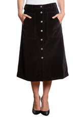 Velveteen A line skirt in Caviar