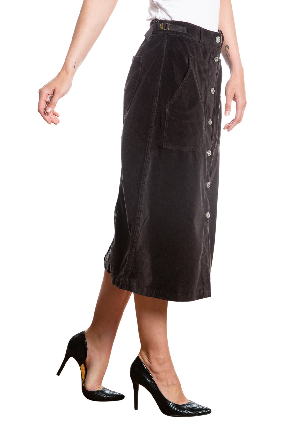 Velveteen A line skirt in Caviar