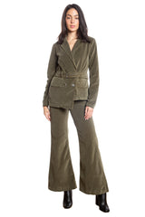 Velveteen Uneven hem jacket in Olive