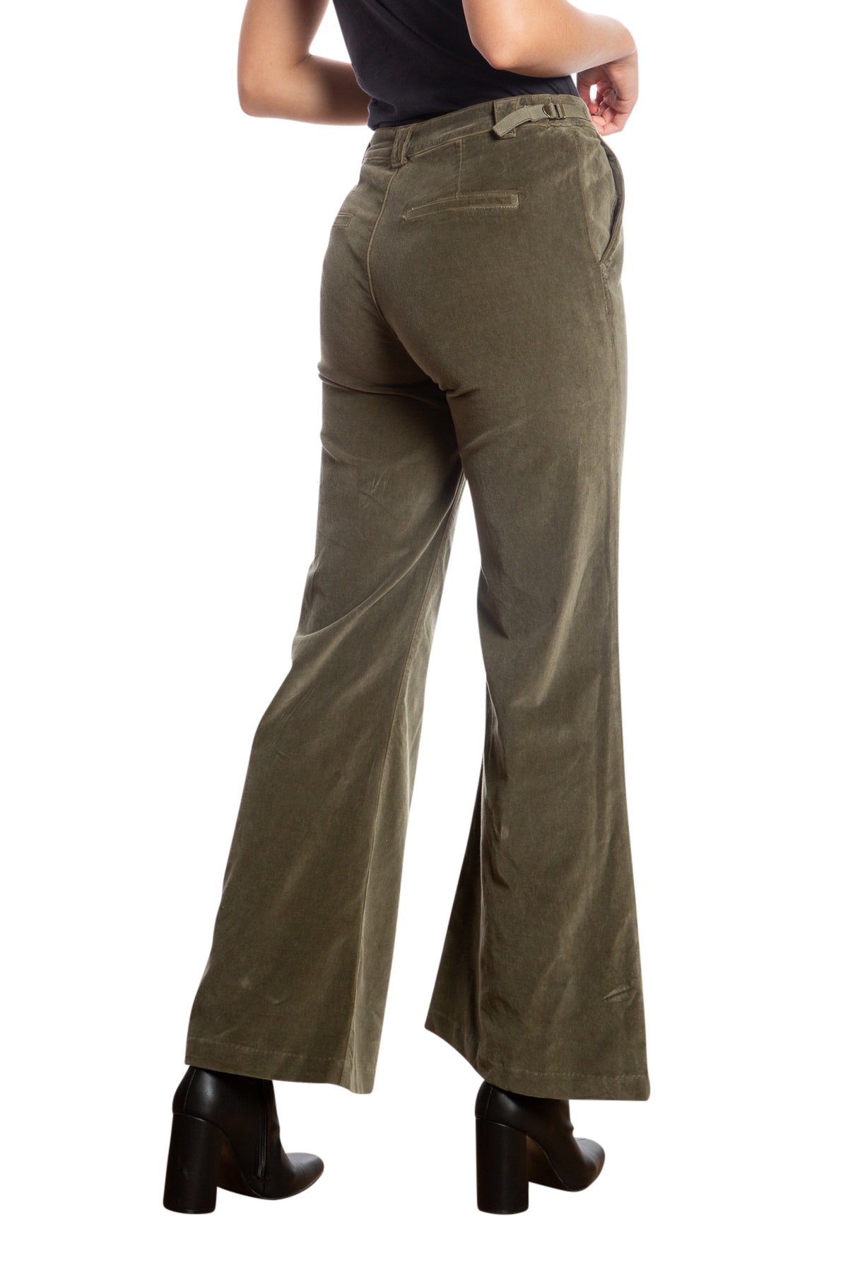 Velveteen Flare leg pants in Olive