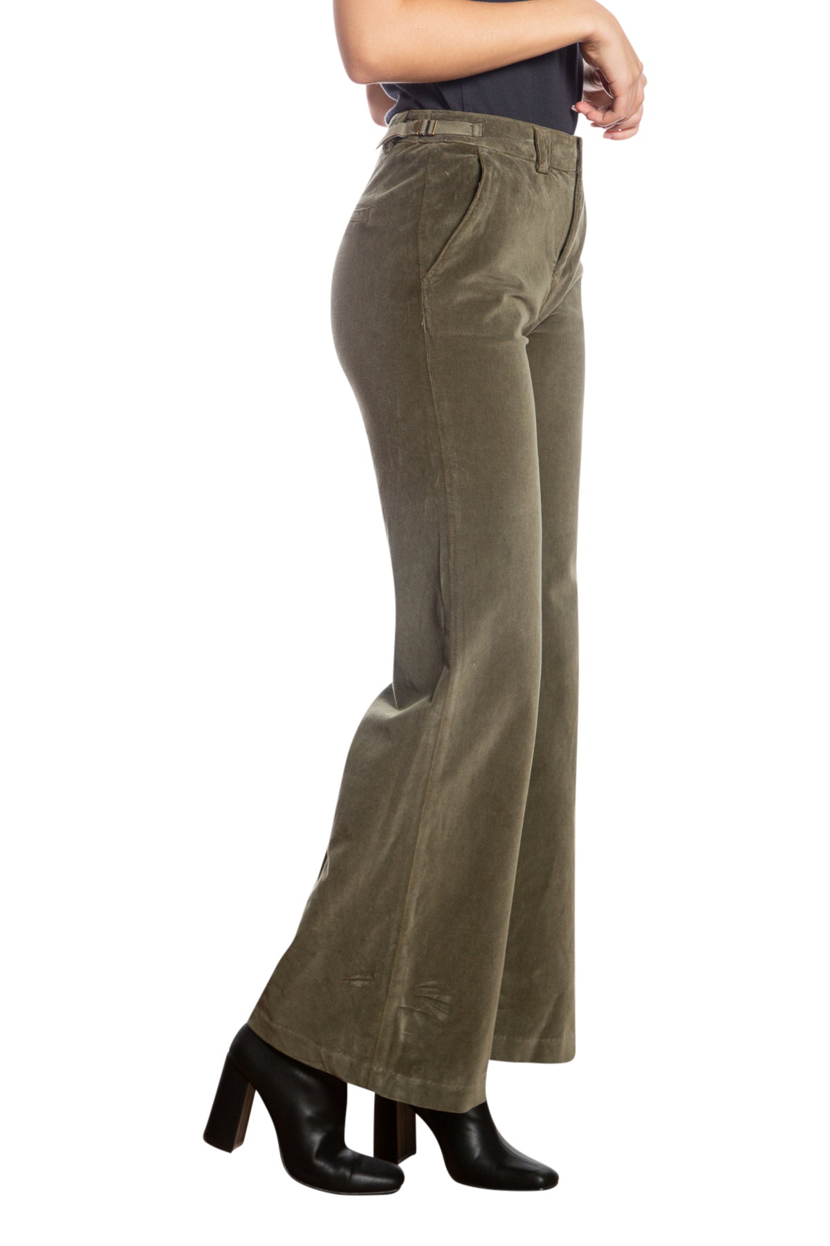 Velveteen Flare leg pants in Olive