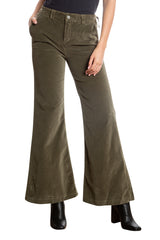 Velveteen Flare leg pants in Olive