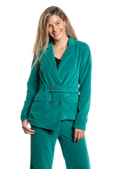 Velveteen Uneven hem jacket in Emerald