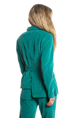 Velveteen Uneven hem jacket in Emerald