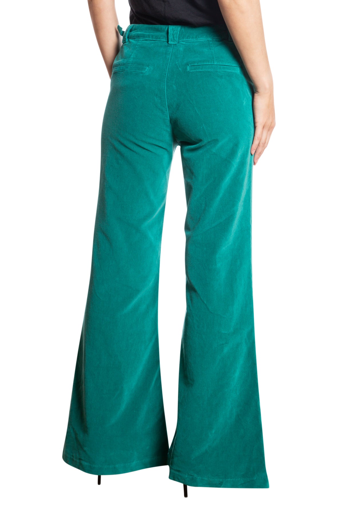 Velveteen Flare leg pants in Emerald