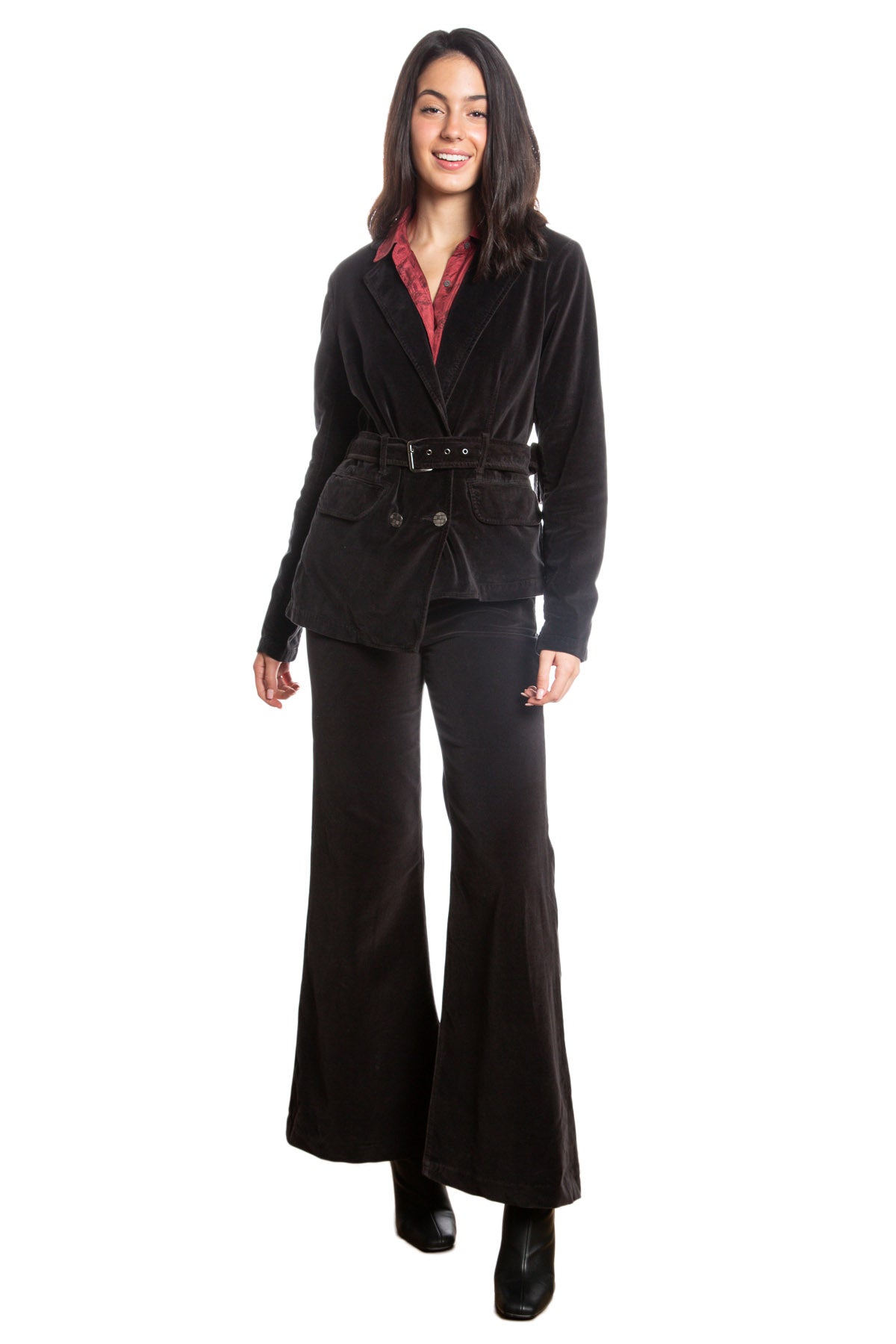 Velveteen Uneven hem jacket in Caviar