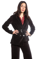 Velveteen Uneven hem jacket in Caviar