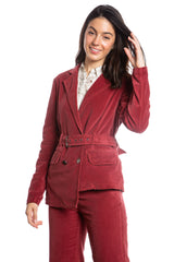 Velveteen Uneven hem jacket in Brick