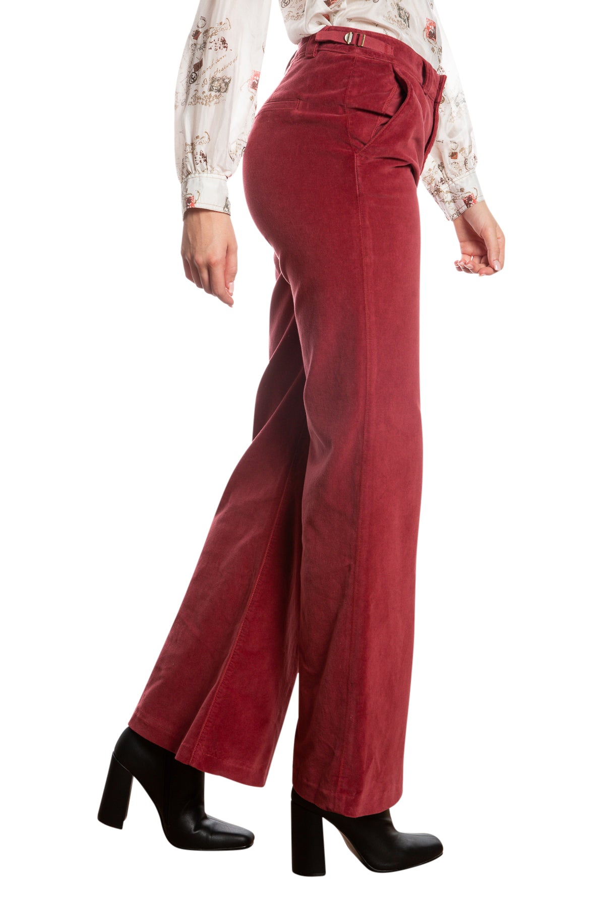 Velveteen Flare leg pants in Brick