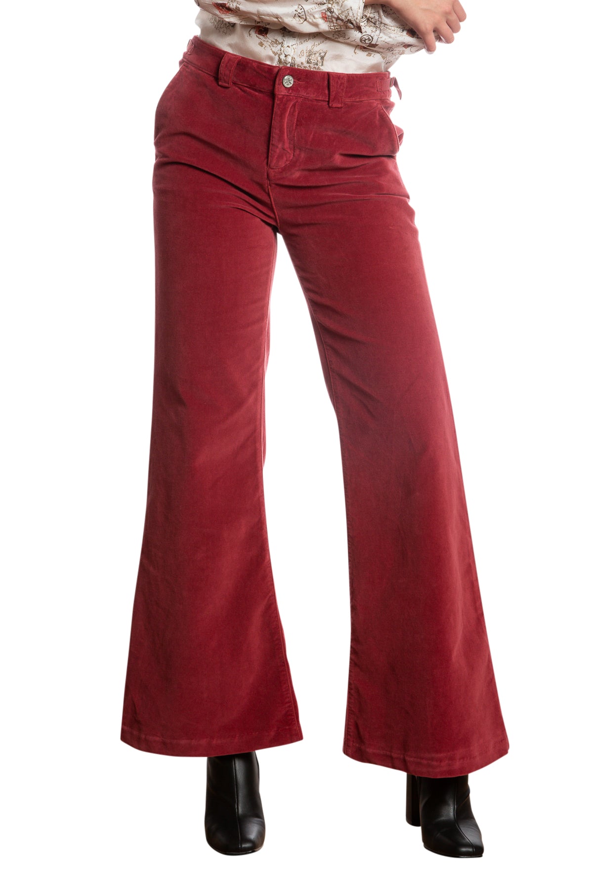 Velveteen Flare leg pants in Brick