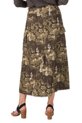 100% Silk long skirt in Brush Print