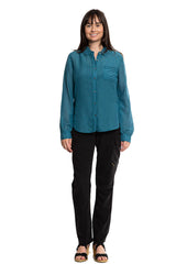 Silk long sleeves blouse in Hydro Blue