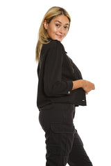 Crop jacket in Caviar