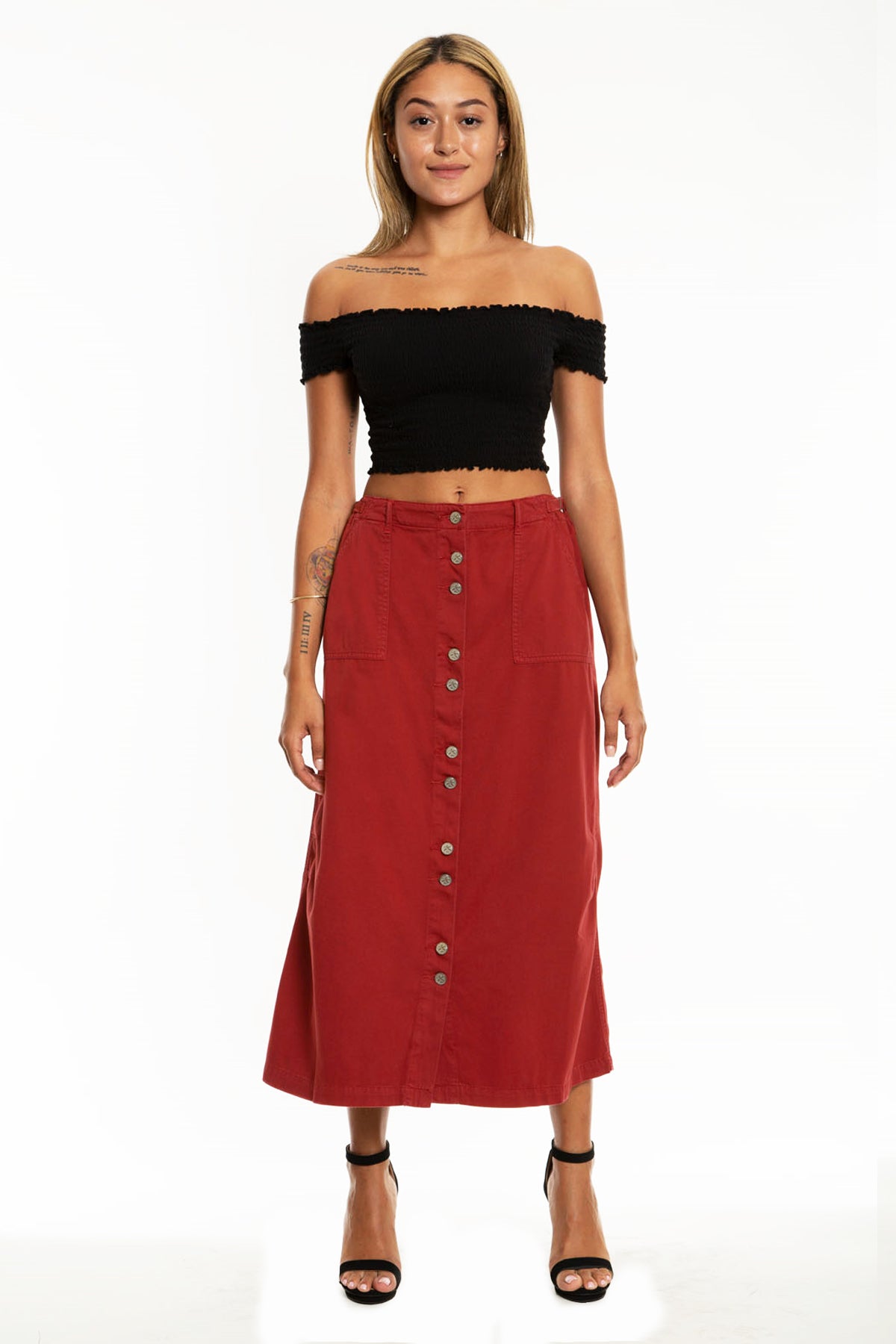 Long skirt in Brick