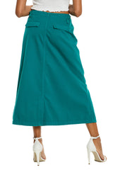 Button down Long skirt in Emerald