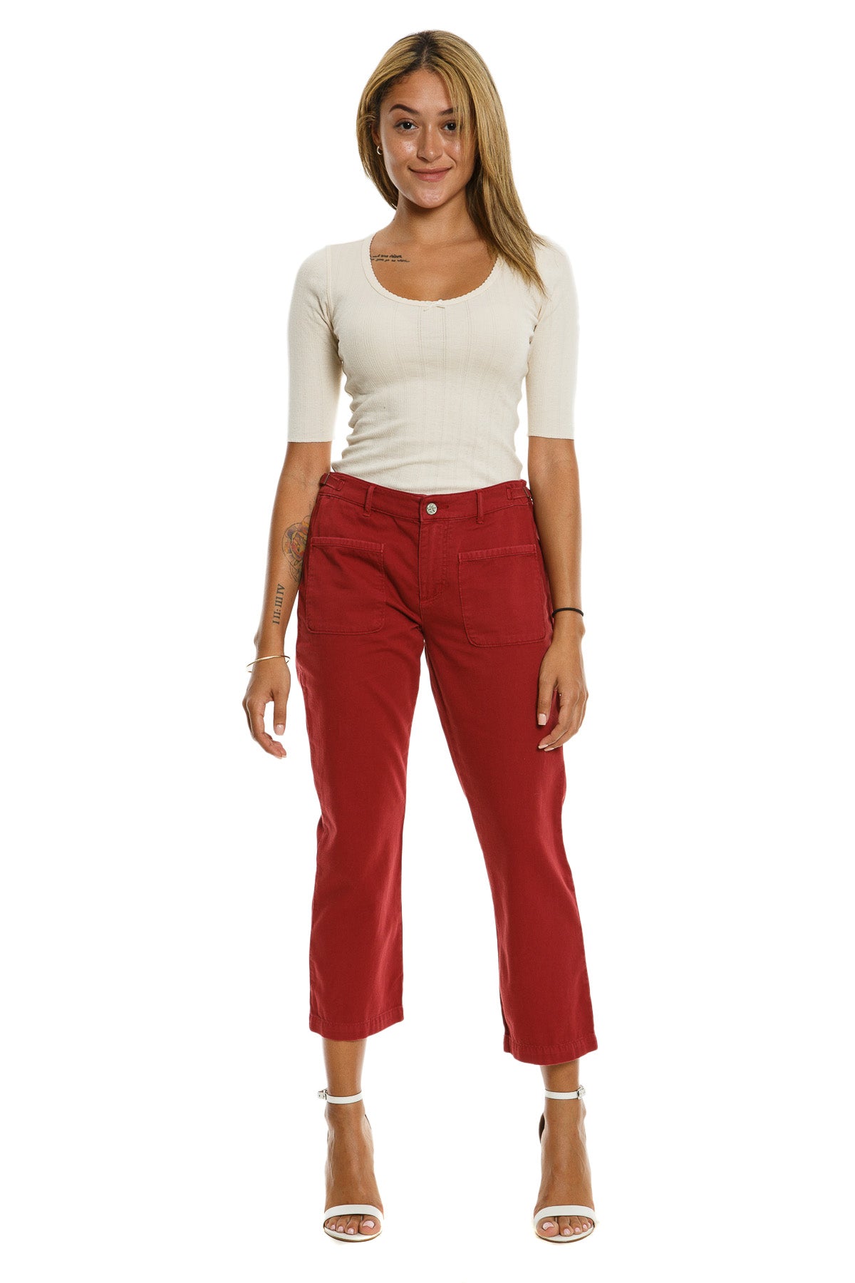 Flare leg pants in Brick