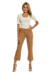 Flare leg pants in Camel