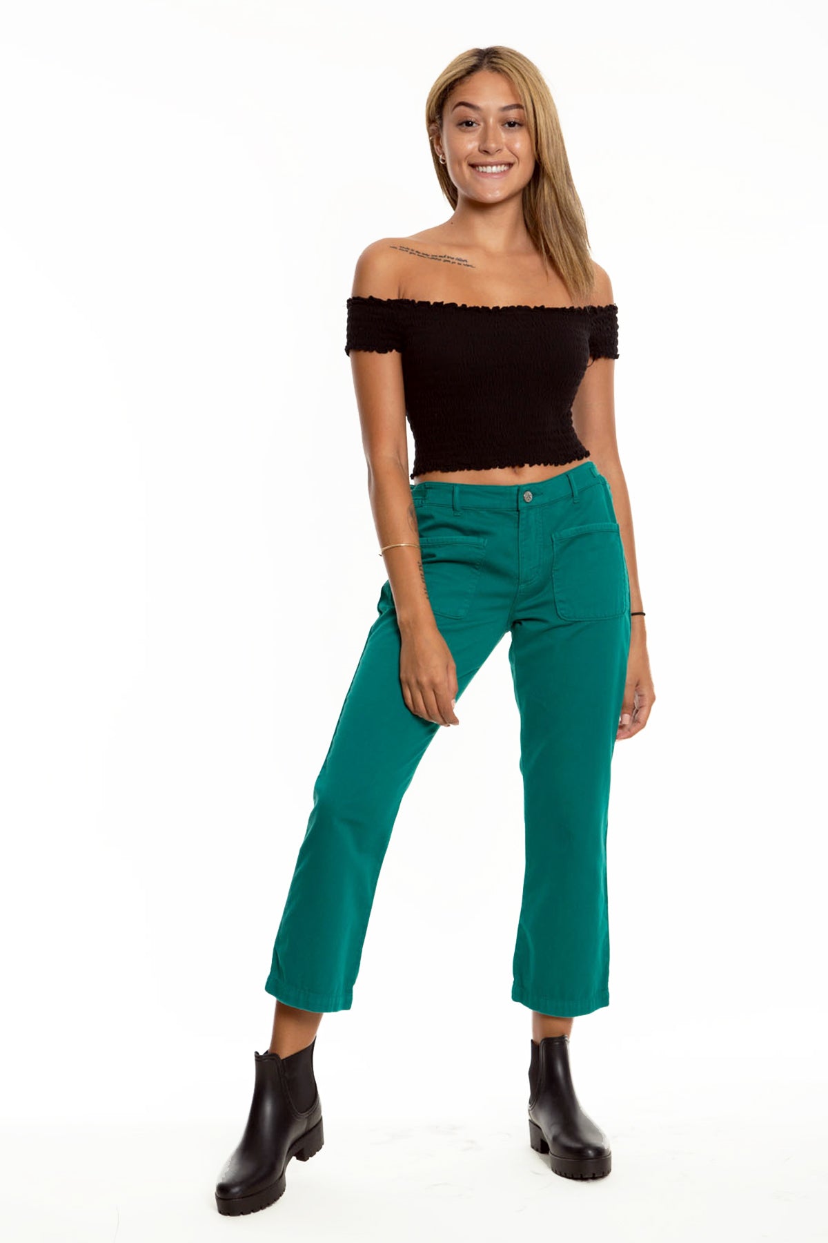 Flare leg pants in Emerald