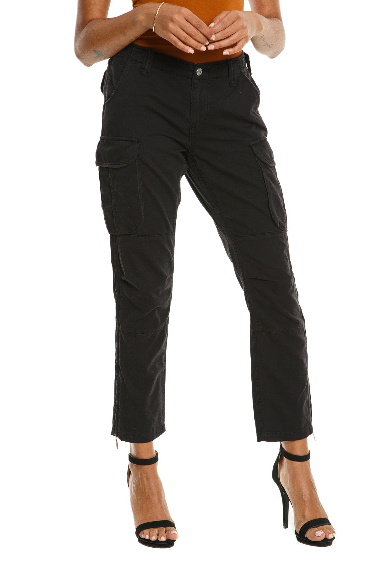 Cargo pants with bottom slits in Caviar