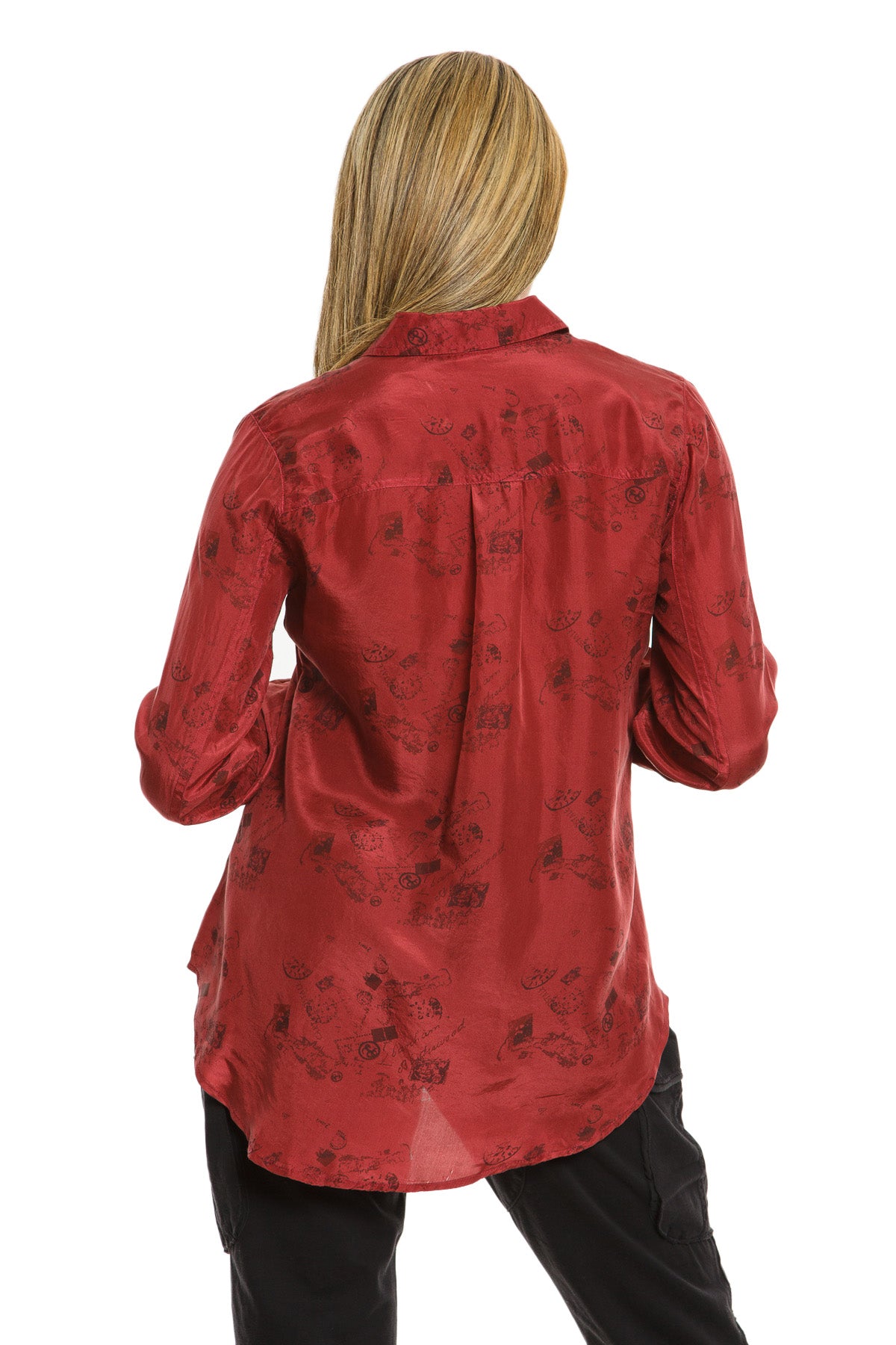100% Silk long sleeve blouse in Brick