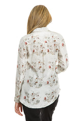 100% Silk long sleeve blouses in Natural