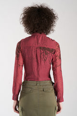 Silk long sleeves blouse in Burgundy