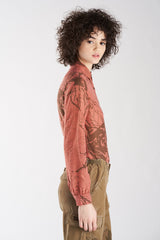 Silk long sleeves blouse in Rust