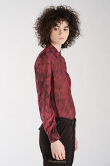 Silk long sleeves blouse in Burgundy