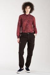 Silk long sleeves blouse in Burgundy