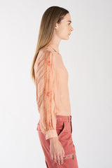 Silk long sleeves blouse in Sandstone