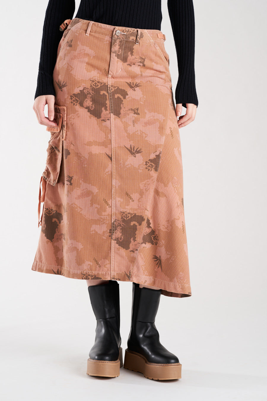 Silk asymmetric skirt in Sand Stone