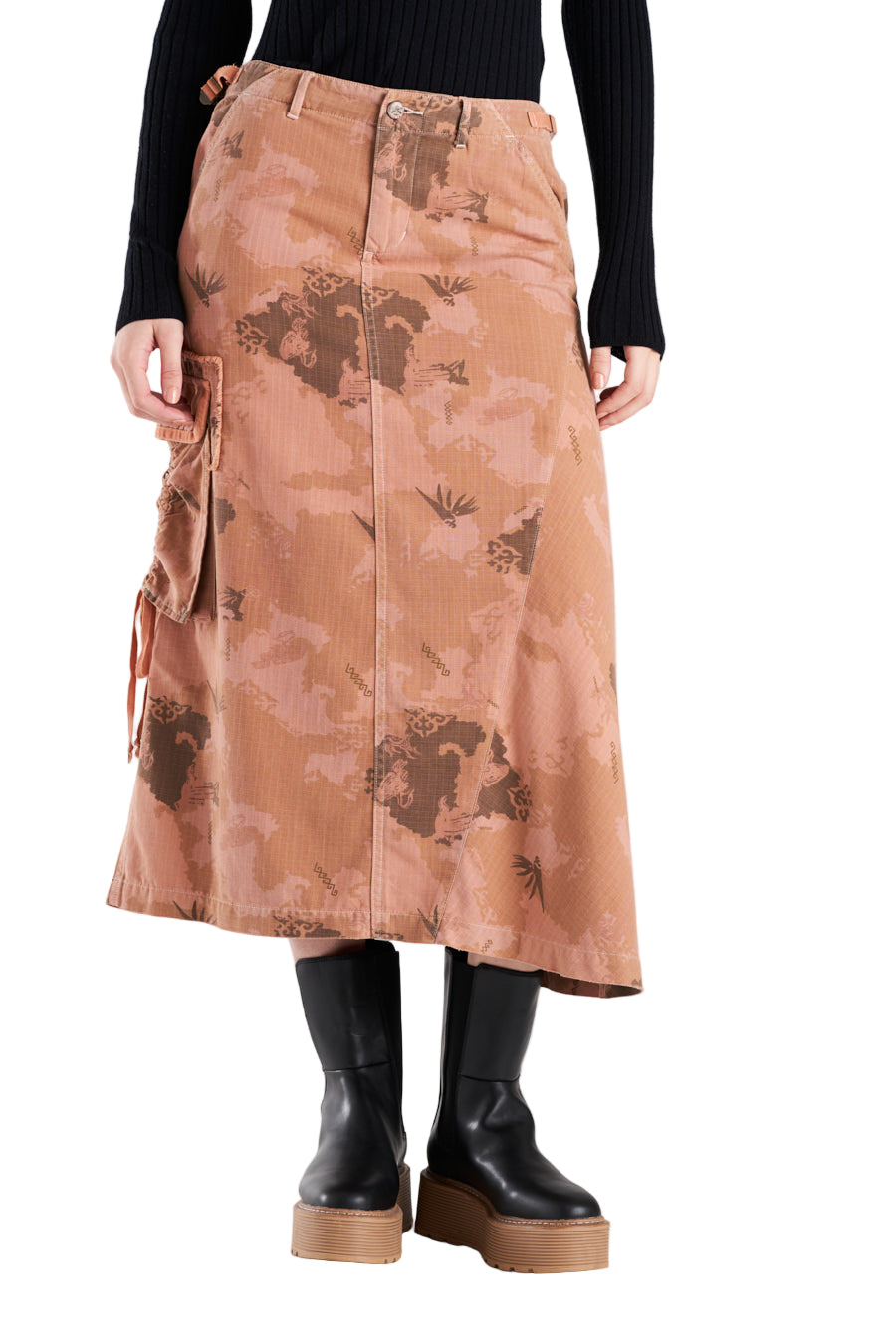 Silk asymmetric skirt in Sand Stone