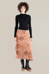 Silk asymmetric skirt in Sand Stone