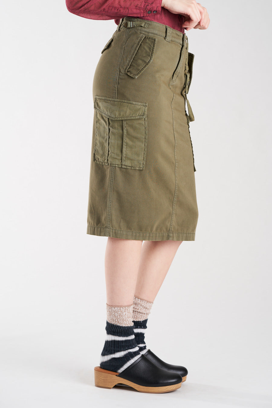 Pencil cargo skirt in New Olive