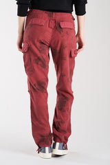 Silk relaxed cargo pants in Burgundy
