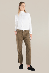 Cargo pants with embroidery in New Olive
