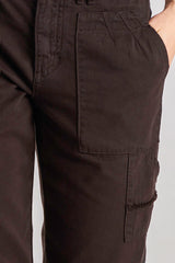 Pants with embroidery in Licorice