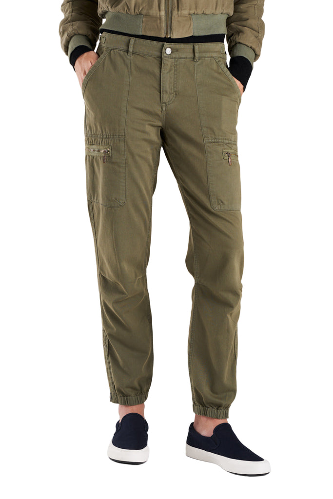 Cargo pants with elastic hem in New Olive