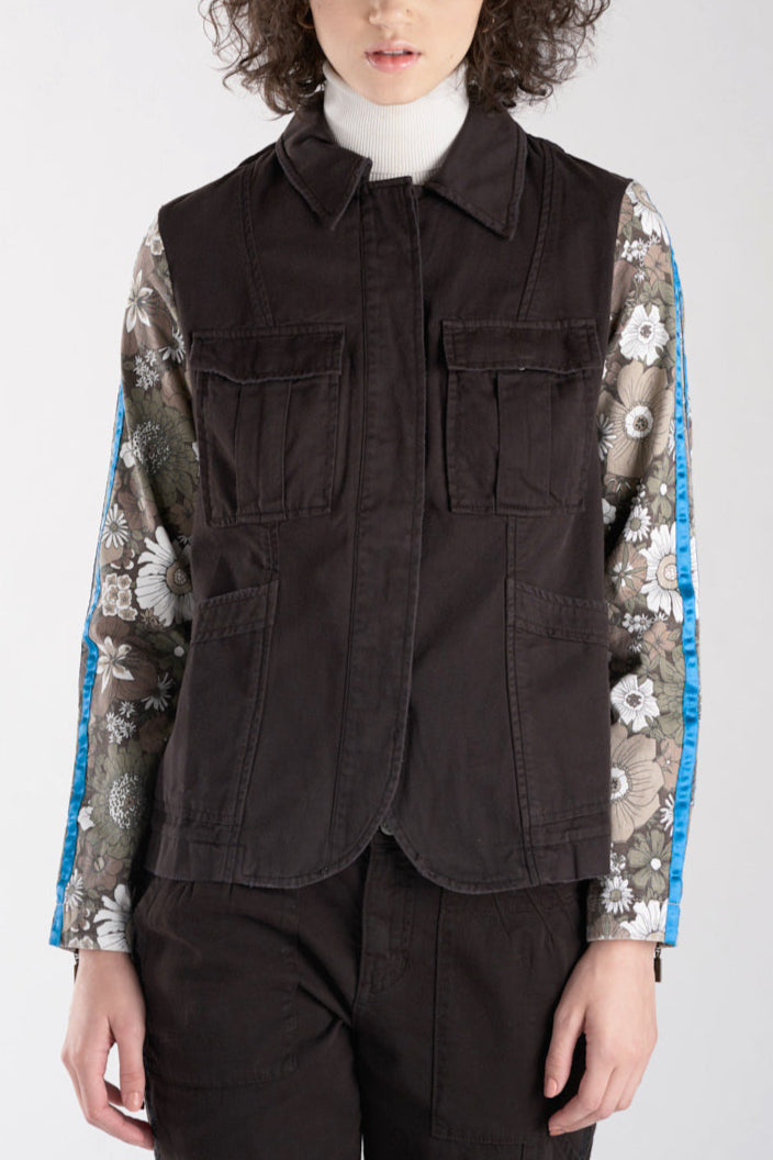 Blazer with side tapes in Licorice