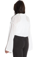 SURPLUS CROP BELL BOTTOM SLEEVE SHIRT - WHITE - Da-Nang