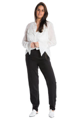 MILITARY PLEATED CUFF SILK SHIRT - WHITE - Da-Nang